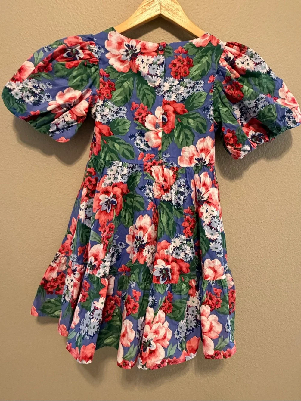 Janie & Jack Blue Floral Puff-Sleeve Dress 8